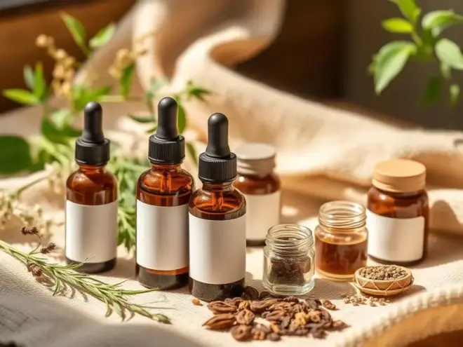 Oils, herbs, and natural products included wellness scene